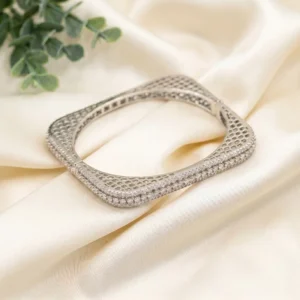 AD Openable Square Bangle, Silver