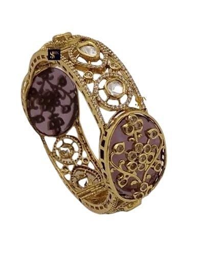 Kundan Statement Kada Bangle with Stones - Image 2