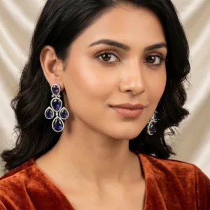 Kareena CZ Stone Fashion Earrings, Purple