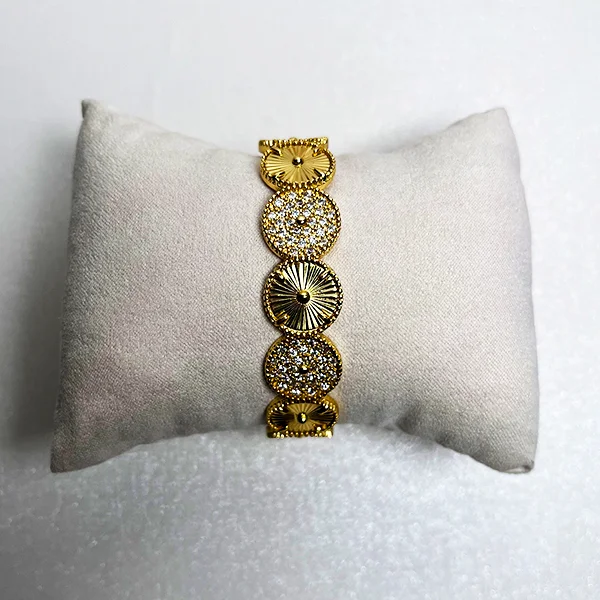 Diamante Bangle Bracelet, Gold - Image 2