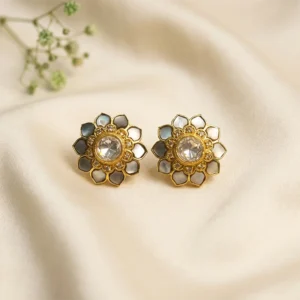 Flower Shaped Kundan Earrings