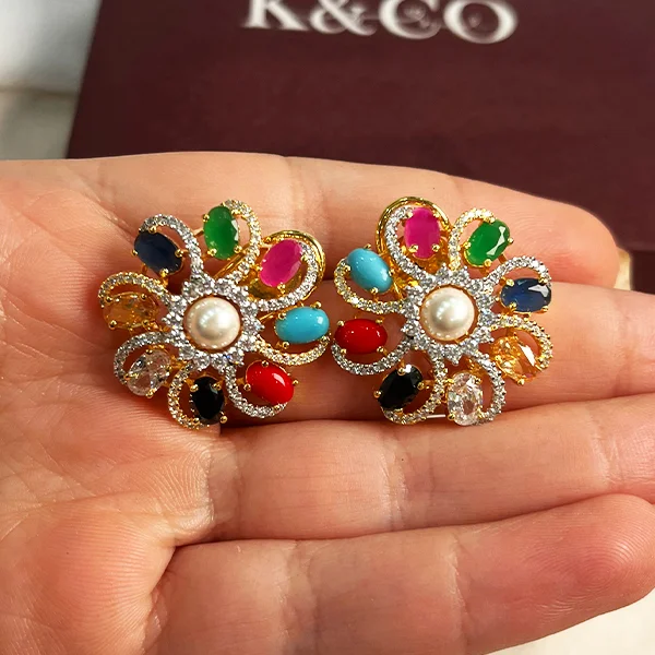 Niya Navrattan Studs, 7 stones - Image 3