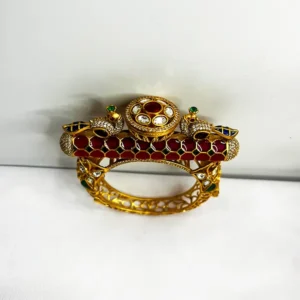 Indian Kundan Statement Bangle with Peacock - Image 3