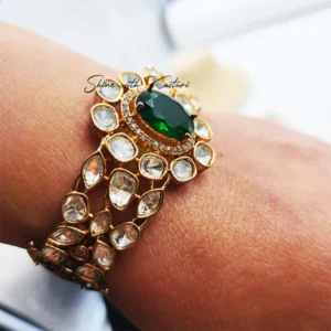Kundan Stone Bangle, Green - Image 4