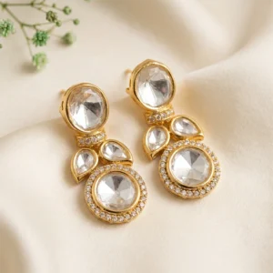 Classic Polki Crystal Drop Earrings