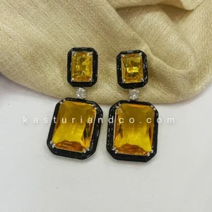 Julie Statement Earrings with stone Champagne