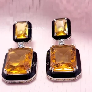 Alternative view of Julie Statement Earrings with stone Champagne