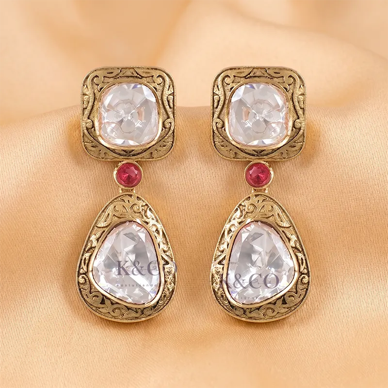 Designer Polki Stone Earrings