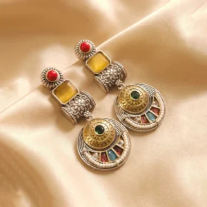 Alternative view of Vintage Dual-Tone Kundan Earrings with Stones