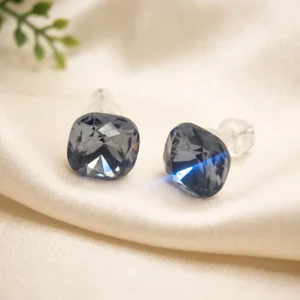 Grey Crystal Square Stud Earrings