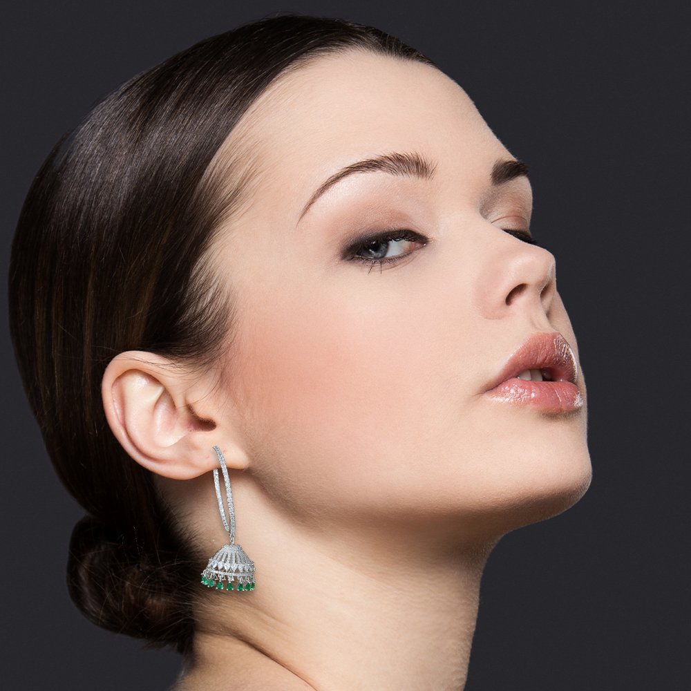 Classic CZ Jhumka Earrings - Image 2