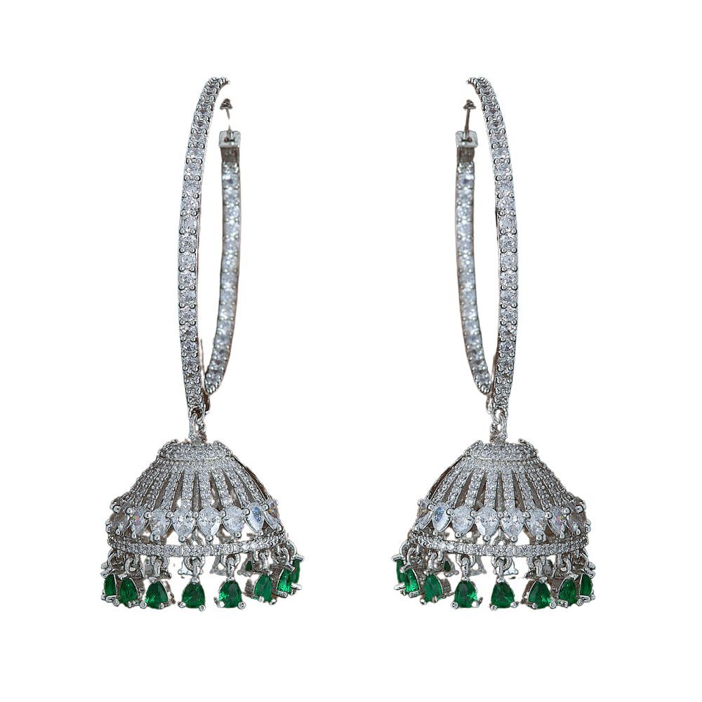 Classic CZ Jhumka Earrings - Image 3