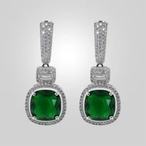 Alternative view of Jane CZ Earrings with Stone, Green