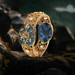 Kundan Statement Kada Bangle with Stones - Image 4