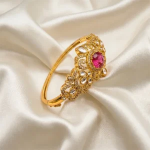 Kundan Openable Bangle, Pink