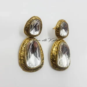 Alternative view of Large Polki Kundan Statement Earrings