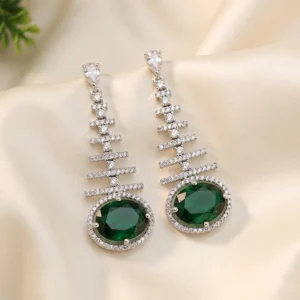 Jetty Long CZ Earrings with Stone