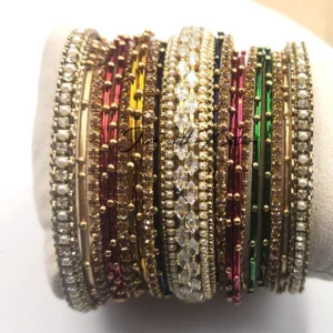 Multicolor Stone Studded Bangle Set