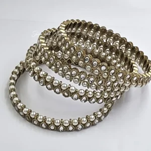 Alternative view of Pearl Kundan Gold Plated Bangles Set