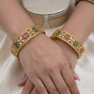 Polki Multicolor Kundan Kada Bangles, 2.4
