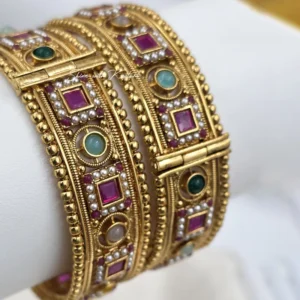 Royal Heritage Kundan Polki Gold Bangles Set, 2.4