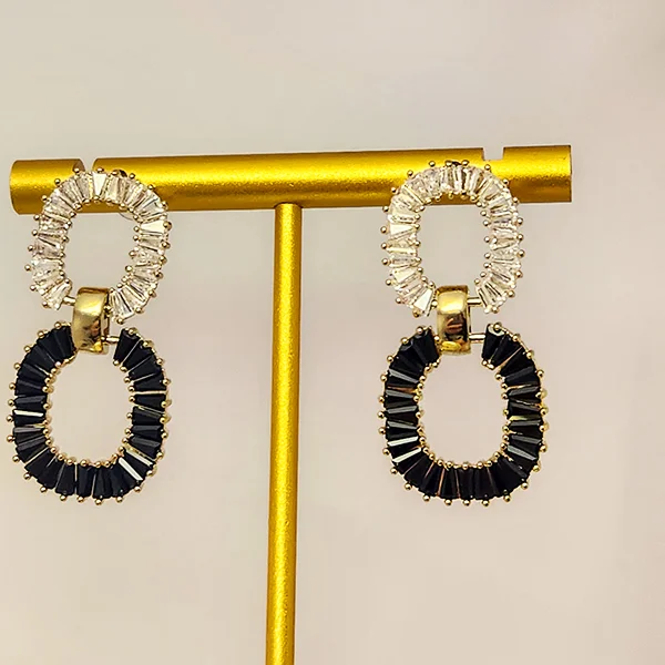 Baguette layered loop Earrings, Black - Image 3