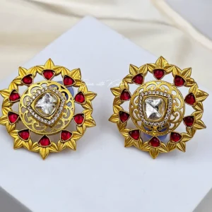 Alternative view of Large Gold Plated Stud Style Earrings