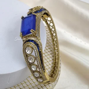 Alternative view of Royal Sapphire Kundan Statement Kada Bracelet, 2.4