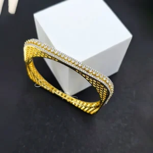 Alternative view of Stylish Square AD Kada Bangle, Gold