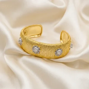 Embellished Dual Tone Cuff Bangle, Gold