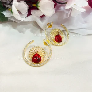 Ruby Radiance Gold Statement Earrings - Image 3