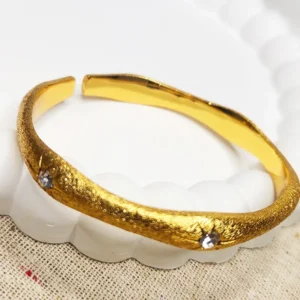 Alternative view of Stone Studded Gold-Plated Swirly Bangle