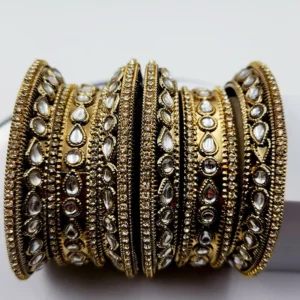 Alternative view of Antique Gold Kundan Broad Bangles, 2.6