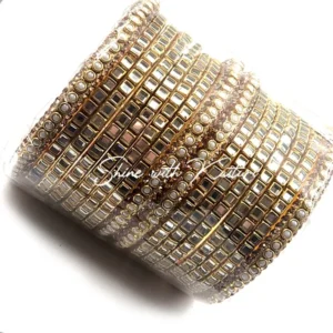 Alternative view of Golden Kundan Mirror Bangles Set, 2.6