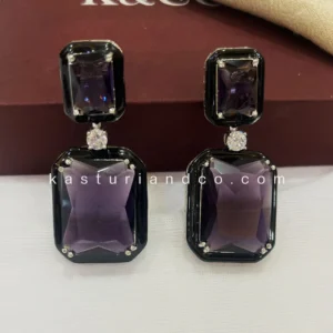 Julie Crystal Stone Statement Earrings, Red - Image 13