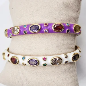 Dual Designer Crystal Enamel Bangles - Image 3