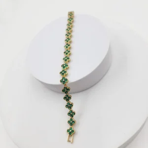 Alternative view of Crystal Floral Link Bracelet Set, Green and Pink