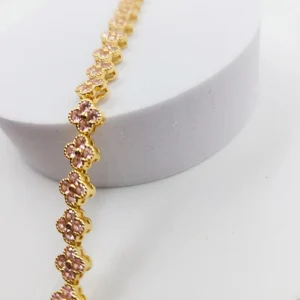 Alternative view of Floral Bracelet Gold-Plated, Pink