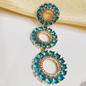 Alternative view of Triple Circle Crystal Earrings