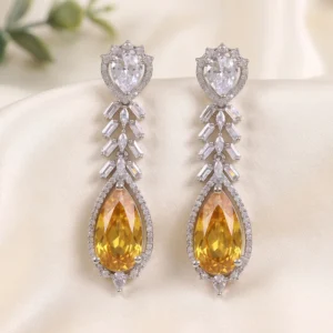 Sandy CZ Fashion Earrings, Yellow