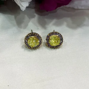 Priya Crystal & Stone Studs, Lime