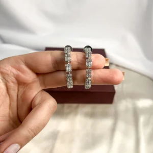 Alternative view of Cubic Zirconia Hoop Earrings, Silver