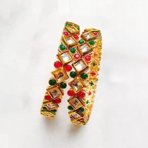 Alternative view of Designer Multicolour Kundan Gold Plated Bangle Set