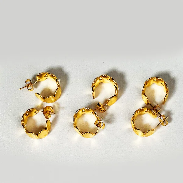 Satin Gold Circle Huggies Earrings