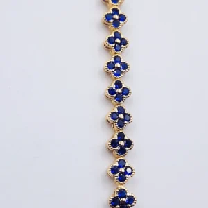 Alternative view of Floral Bracelet Gold-Plated, Blue