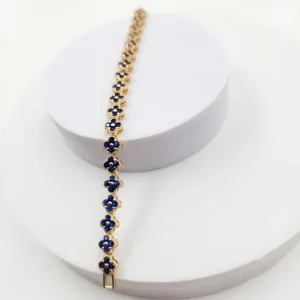 Floral Bracelet Gold-Plated, Blue