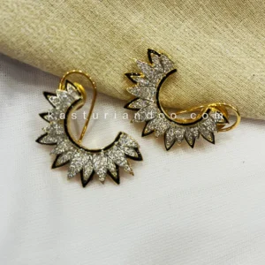 Half Moon Earrings, 2 Tone