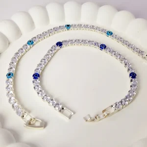 Alternative view of Evil Eye Tennis Bracelet Silver Stack