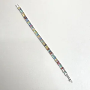 Multicolor CZ Tennis Chain Bracelet - Image 3