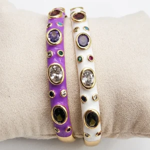 Dual Designer Crystal Enamel Bangles - Image 6